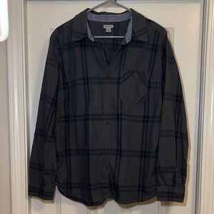 Men’s Carhartt 100% Cotton Gray and Blue Plaid Shirt | L